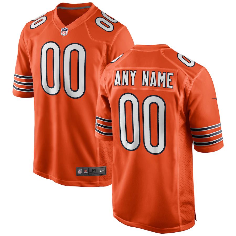 Men Chicago Bears Nike Orange Alternate Custom Game NFL Jersey->->Custom Jersey
